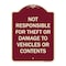 Signmission Designer Series-Not Responsible For Theft Or Damage To Vehicles Or Contents, 24" x 18", BU-1824-9944 A-DES-BU-1824-9944 - alternate 1